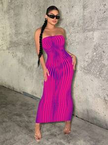 SHEIN SXY Vestido ajustado tubo a rayas para mujer, atuendo de cumpleaños, ropa de primavera para mujer, vestido de graduación, vestido del Día de San Valentín, vestido para cita nocturna, vestido de despedida de soltera, vestido de concierto, vestido de verano largo, vestido de graduación, vestido sexy, vestido del Día de San Valentín
