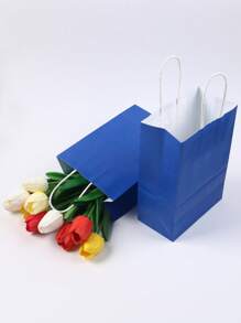 5pcs/10pcs 中号（16x22x8cm）可重复使用海军蓝牛皮纸袋、生日派对礼品袋、袋子、婚礼派对礼品袋、朋友礼品袋 - 藏蓝色 - 查看 4