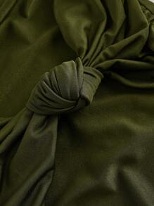 SHEIN MOD Women's Army Green Draped Neck Form-Fitting Midi Dress, Elegant Dress,Formal Dress,New Year's Eve Dress, Holiday Dress, New Year Vacation, New Year Party Women Dress,Masquerade Ball Dress - Army Green - View 3