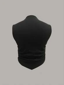 Calvaya 大尺碼不對稱下擺無袖上衣 - 黑色 - 查看 2