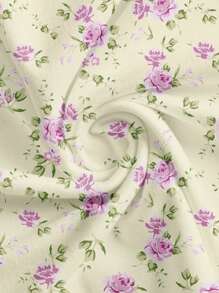 SHEIN EZwear Đầm Maxi Ôm Body Họa Tiết Hoa Đơn Giản Tối Giản, Phù Hợp Cho Mùa Hè, Phong Cách Kỳ Nghỉ - trắng - Xem 3