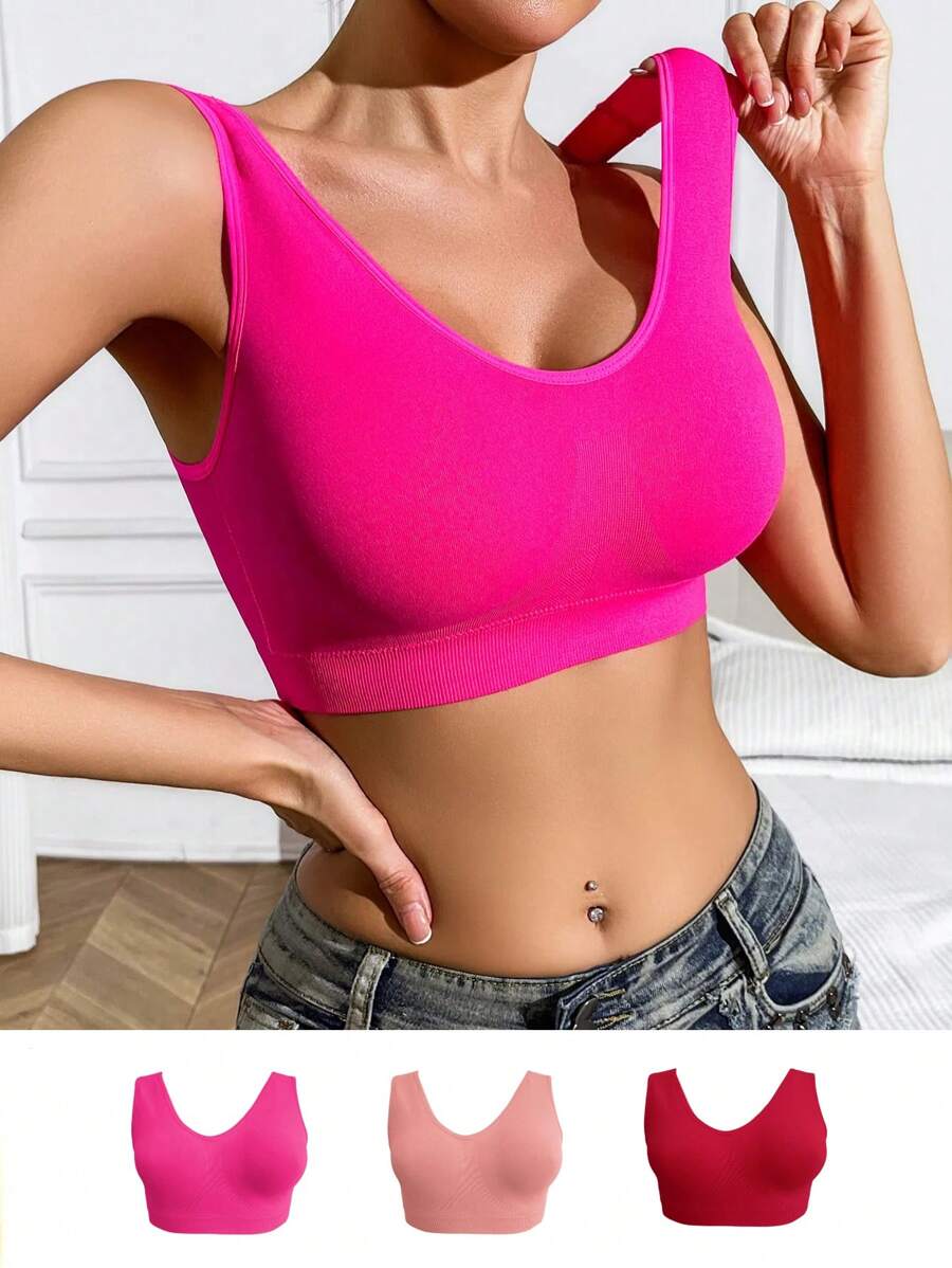 3 Pcs Women's Sexy Backless Casual Bralette Set - Multicolor - View 1
