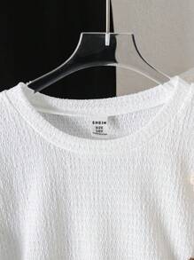 Girls Casual Vacation Ribbed Knit Top With 3D Floral Print & Side Slits,Holiday,Summer,Travel - White - View 5