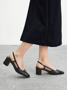 CUCCOO BIZCHIC New Simple Commuter Vibe Chunky Heel Women Shoes - Black - View 4