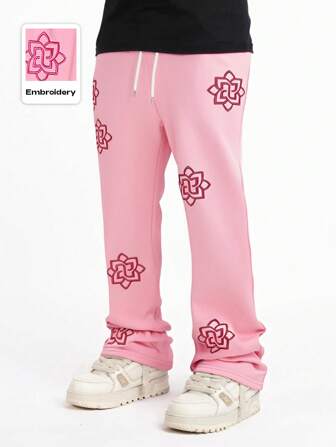 Street Life Pantalon de survêtement ample décontracté pour hommes avec cordon de serrage et broderie