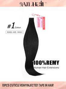 角质层雷米无缝注射手工专业品质原生真人发隐形接发片真人发自然黑 10 件 25 克直发接发片 - S1 - 查看 3