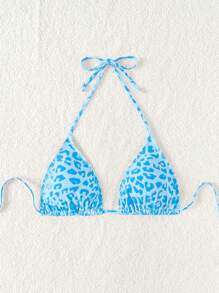 Swim Vcay 2025 女士豹纹吊带比基尼上衣，简约时尚，适合夏季