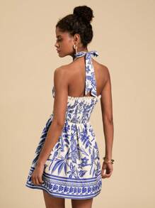 Travachic 女士休闲度假夏季海滩波西米亚风热带植物印花连衣裙，休闲度假装，女士夏季服装，热带度假女装，夏季，女士度假服装，女士连衣裙