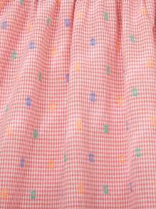 女童格纹彩色镂空荷叶边领荷叶边袖口韩版无袖公主 A 字裙，夏季