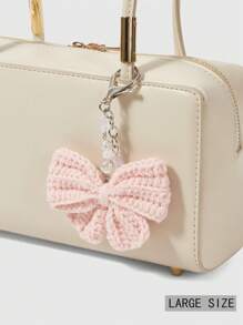 ROMWE Kawaii INS Light Luxury Fashion Exquisite Versatile Elegant High-End Pink Bow Rhinestone Cross Pendant Keychain Bag Charm, Suitable For Women & Girls, Daily Wear & Holiday Gift