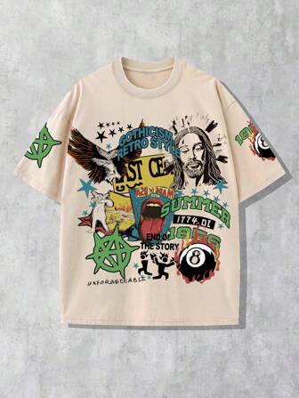 Street Life T-shirt à manches courtes d'été de style minimaliste pour homme, col rond