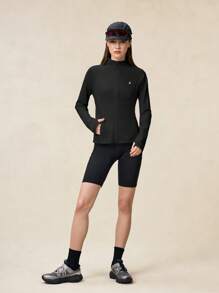 OutZeal SunProof UPF50+ 清凉修身立领防晒夹克 女款 带拉链口袋 运动健身 健身房 - 黑色 - 查看 6