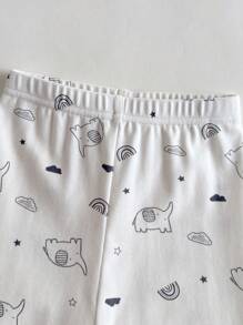 Loomiva Baby Boy Snug Fit Pajamas Set - Soft Knit Long Sleeve Top And Elastic Waist Pants, 2pcs - Grey - View 4