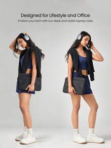 GLOWMODE Daily Defense Computer Notebook Tablet Laptop Thickened Sleeve Case With Double Pocket Daily Casual Wear﻿ - Black - View 2