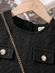 Elladie kids 女童休闲褶边无袖连衣裙，夏季 - 黑色 - 查看 5