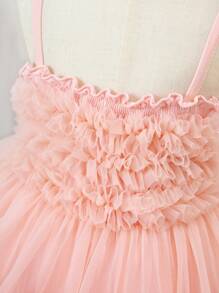 SHEIN 婴儿/女婴奢华芭蕾薄纱派对礼服，公主风格，春/夏 - 藕粉色 - 查看 3