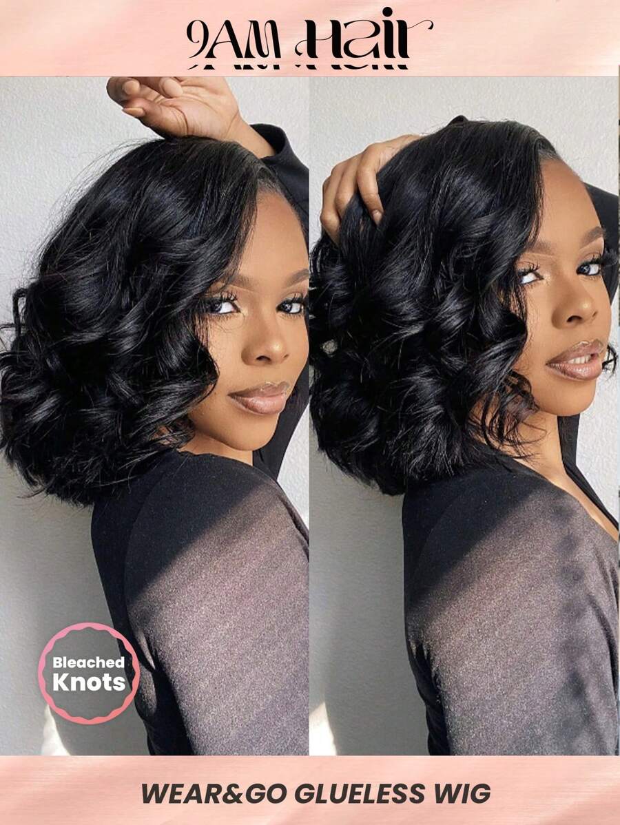 Density Pro Wear And Go Glueless Wig Bob Wig Loose Body Human Hair 5x6 Lace Closure Wigs Human Hair Wigs For Women Human Hair Glueless Wigs 5x6 Closure Wigs Human Hair Pre Plucked Bob - Natural Black - View 1