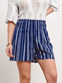 Miaspire 印花紙袋腰短褲 - 藍色 - 查看 5