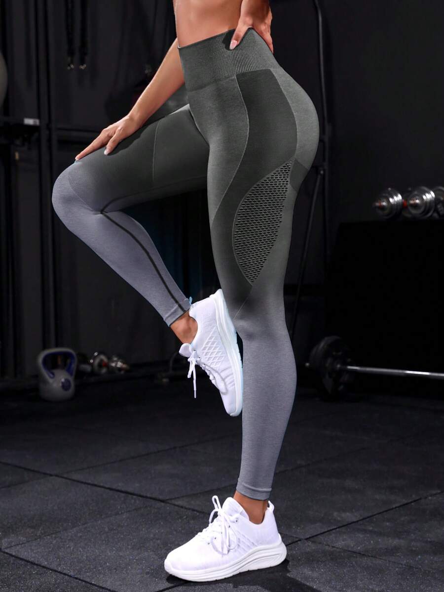 Powerista Comfortable Breathable Seamless High Stretch Gradient Leggings - Grey - View 1