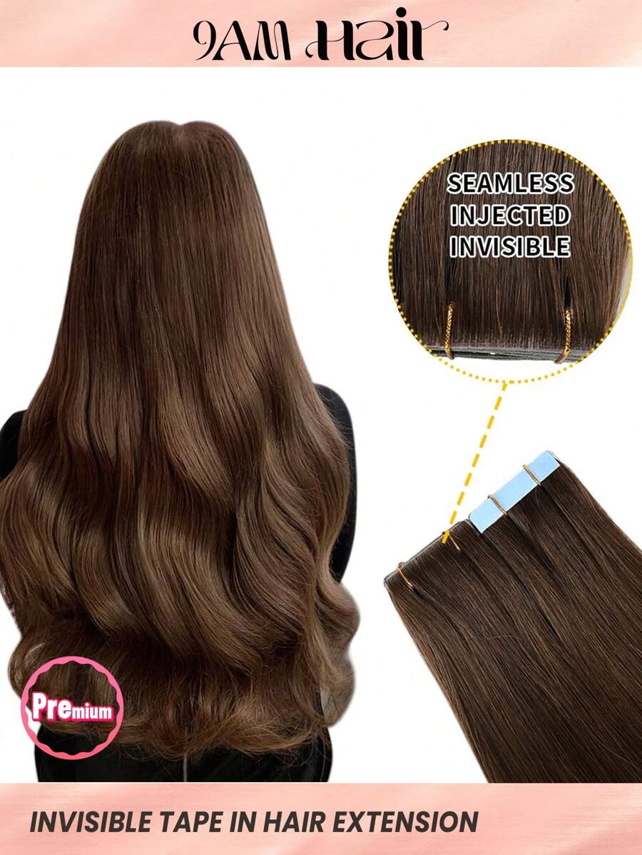 Seamless Injected Hand-Tied Pro Quality Virgin Human Hair Invisible Tape In Hair Extensions Human Hair Natural Black 50G Straight Tape Ins Tape In Hair Tape Ins Hair Extensions - S4 - View 1