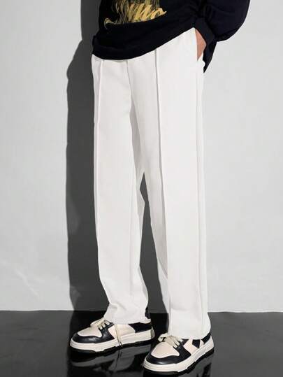 SHEIN Teen Boys' Casual Comfortable Solid Color All-Match Straight-Leg Pants