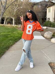 Tween Girls Casual V-Neck Long Sleeve Top - Orange - View 4