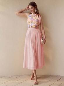 MOTF PREMIUM Falda fluida fruncida - Rosa - Ver 5