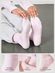 GLOWMODE 3 Pairs Socks Soft Ventilated Mesh With Embroidered Logo Workout Daily Casual - Multicolor - View 2