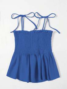 Chiquease Áo ba lỗ thời trang tối giản màu trơn cho nữ, phù hợp cho mùa hè - Màu xanh lam - Xem 2