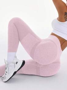 Seamluxe SHEIN Sport High Waisted Seamless Leggings For Women - Tummy Control Soft Butt Lifting Yoga Pants For Workout Athletic Running Cycling Yoga Pickleball Exercise Casual - Pink - View 3