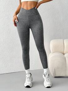 SHEIN EZwear Spring ClothesSolid High Waist Leggings