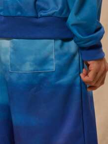 Musero Ombre Jersey Drawstring Relaxed Fit Shorts Tracksuit Only - Blue and White - View 5