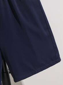 2 Packs Tween Boy Casual Sports College Artistic Style Retro Back With Letter Pattern Stitching Lapel Shirt And Shorts Set Suitable For Kids Outfits Toddler Boy Clothes Back To School Boys Set Suitable For Birthday Parties, Evening Parties, Performances, Weddings, Baptisms, Opening Ceremonies Daily Suitable For Daily Use Suitable For School Suitable For Travel Suitable For Sports Suitable For Spring And Summer Seasons - Blue - View 10