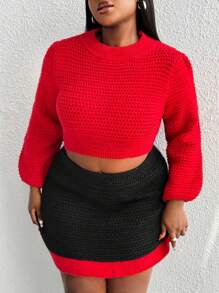 Maweii 2 Pieces Plus Size Women Sweater Set, Casual Knitted Long Sleeve Top And Sexy Fitted Skirt, Multicolor For Autumn/Winter - Multicolor - View 7