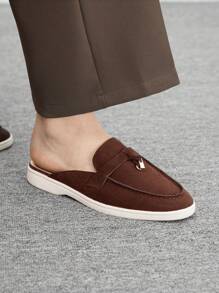 CUCCOO BIZCHIC 女士简约咖啡色平底乐福鞋 - 咖啡棕 - 查看 3