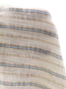 DAZY 宽松条纹绉纹直筒女式休闲舒适裤，秋季睡衣 - 白色 - 查看 7