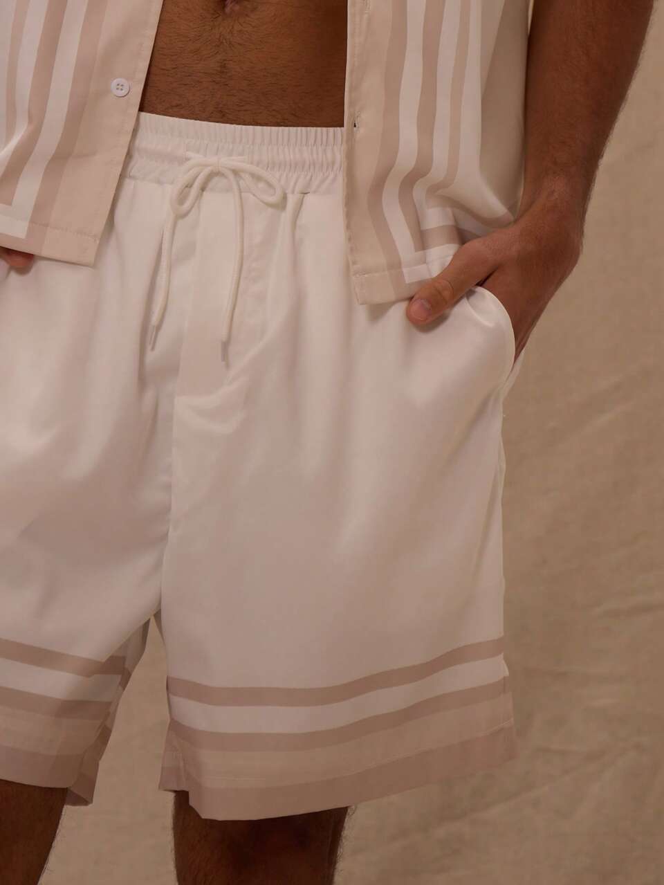 Drawstring Waist Striped Satin Shorts Only Spring Summer Vacation