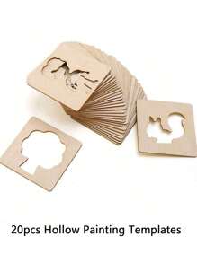 镂空绘画模板（随机模板样式），学生返校艺术绘画套装，返校，学校用品。 - 米色 - 查看 2