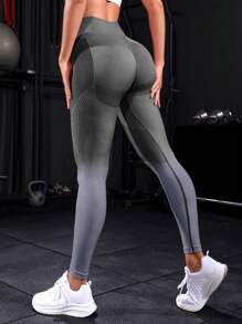 Powerista Comfortable Breathable Seamless High Stretch Gradient Leggings - Grey - View 2