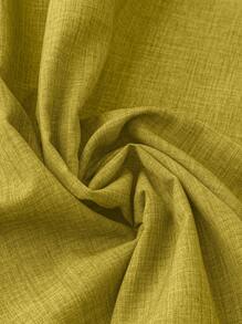 EMERY ROSE Plus Size Solid Color Notched Neck Casual Short Sleeve Shirt, Summer - Mustard Yellow - View 4