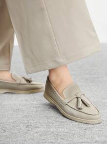 CUCCOO BIZCHIC Women's Patchwork Fringe Fashion Casual Daily Wear Slip-On Flats Spring Shoes Spring Break EasterSpring Summer New Shoes Vacation Women Wedding Shoes Easi For Easter - Beige - View 4