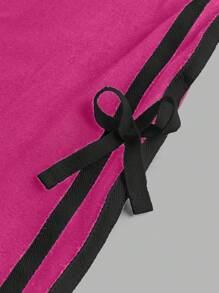 SHEIN 简约时尚少女喇叭裤，适合夏季 - 玫紅色 - 查看 4