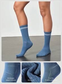 GLOWMODE 3 Paar Baumwoll Vintage gestreifte Socken, weich und belüftet durch Meshgewebe mit Jacquard Logo, für Training, Alltag und Lässig