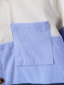 SHEIN 男童撞色单排扣休闲夹克，适合度假、度假、旅行、放松、日光浴、夏季 - 彩色 - 查看 4