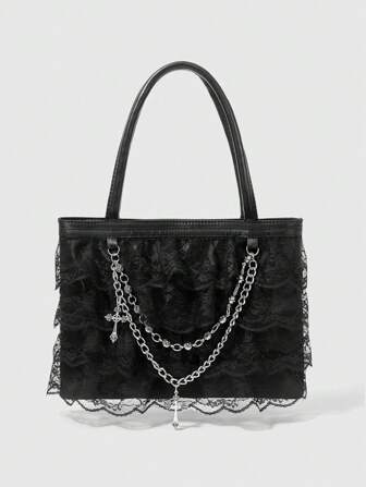Goth Cute Gothic Cross Decor Y2K Style Shoulder Bag & Handbag For Women