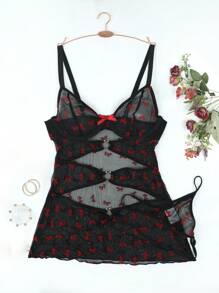 2pcs/Set Women Sexy Mesh Nightgown With G-String - Multicolor - View 7