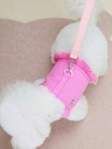 PETSIN Rose Red & Yellow Cute Casual Minimalist Dog Dress, Lightweight Breathable Pet Harness Dress, European & American Summer New Arrival - Rose Red - View 1