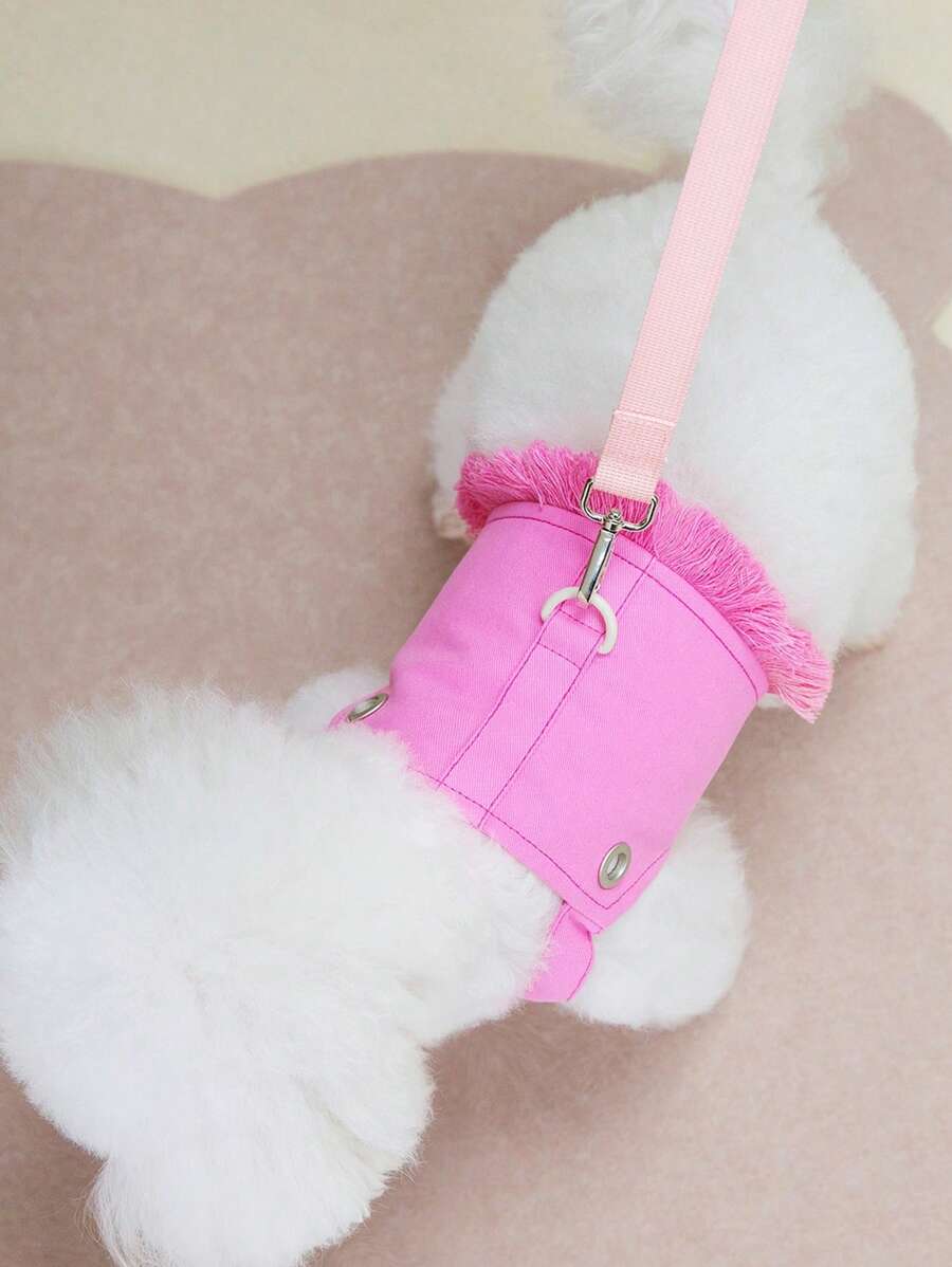 PETSIN Rose Red & Yellow Cute Casual Minimalist Dog Dress, Lightweight Breathable Pet Harness Dress, European & American Summer New Arrival - Rose Red - View 1