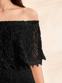 SHEIN Women's Simple Off-Shoulder Maternity Dress, Daily Wear - Black - View 6