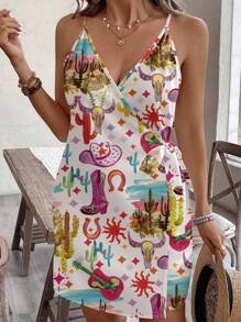 SHEIN VCAY Plus Size Women Casual Minimalist Floral Print Vacation Dress, Suitable For Summer - Multicolor - View 5